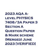 2023 AQA Alevel PHYSICS 7408/3A Paper 3 Section A Question Paper & Mark scheme (Merged) June 2023 [VERIFIED]