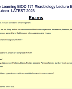 Portage Learning BIOD 171 Microbiology Lecture Exam  Key 1 6.docx LATEST