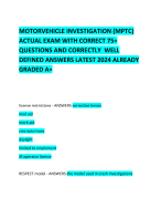 MOTORVEHICLE INVESTIGATION (MPTC) ACTUAL EXAM WITH CORRECT 75+ QUESTIONS AND CORRECTLY  WELL DEFINED ANSWERS LATEST 2024 ALREADY GRADED A+ 