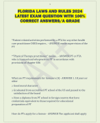 FLORIDA LAWS AND RULES 2024  LATEST EXAM QUESTION WITH 100%  CORRECT ANSWERS/A GRADE 