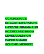 OCR 2023 GCE ENGLISH LITERATURE H472/01: DRAMA AND POETRY PRE-1900 A LEVEL QUESTION PAPER & MARK SCHEME (MERGED)