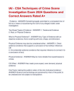 IAI - CSA Techniques of Crime Scene  Investigation Exam 2024 ARatedExam Questions and  Correct Answers Rated A+