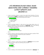 ATI PHARMACOLOGY FINAL EXAM  QUESTIONS AND CORRECT ANSWERS  LATEST UPDATE 2024  GRADED A+