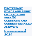 Protestant ethics and spirit of capitalism with 50 questions and correct detailed answers (verifiedanswers) 2024