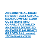 ABG 302 FINAL EXAM NEWEST 2024 ACTUAL EXAM COMPLETE 200 QUESTIONS AND CORRECT DETAILED ANSWERS (VERIFIED ANSWERS) |ALREADY GRADED A+| latest| 100% guaranteed