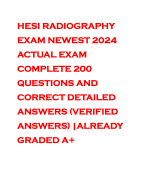 HESI RADIOGRAPHY EXAM NEWEST 2024 ACTUAL EXAM COMPLETE 200 QUESTIONS AND CORRECT DETAILED ANSWERS (VERIFIED ANSWERS) |ALREADY GRADED A+