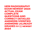 HESI RADIOGRAPHY EXAM NEWEST 2024 ACTUAL EXAM COMPLETE QUESTIONS AND CORRECT DETAILED ANSWERS (VERIFIED ANSWERS) |ALREADY GRADED A+|| newest 2024