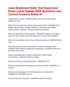 Lead Abatement State Test Supervisor Exam Latest Update 2024 | Verified Lead Abatement State Supervisor Actual Exam Update ARatedEaxm Questions and  Correct Answers Rated A+