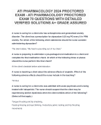 ATI PHARMACOLOGY 2024 PROCTORED EXAM - ATI PHARMACOLOGY PROCTORED EXAM 70 QUESTIONS WITH DETAILED VE