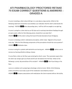 ATI PHARMACOLOGY PROCTORED RETAKE 70 EXAM CORRECT QUESTIONS & ANSWERS - GRADED A