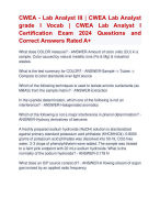 CWEA - Lab Analyst III | CWEA Lab Analyst  grade I Vocab | CWEA Lab Analyst I  Certification Exam 2024 ARatedExam Questions and  Correct Answers Rated A+