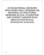 ATI RN MATERNAL NEWBORN PROCTORED NGN 2 VERSIONS -RN MATERNAL ATI PROCTORED NEWBORN ACTUAL 70 QUESTION AND CORRECT ANSWER EACH Maternal-Child Nursing (Chamberlain University)