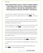 HESI PEDIATRICS 2024 LATEST EXAM FORM A CONTAINS 250 ACTUAL EXAM QUESTIONS AND CORRECT DETAILED ANSWERS WITH RATIONALES AGRADE (NEWEST VERSION)