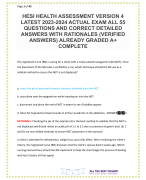 HESI HEALTH ASSESSMENT VERSION 4 LATEST 2023-2024 ACTUAL EXAM ALL 55 QUESTIONS AND CORRECT DETAILED ANSWERS WITH RATIONALES (VERIFIED ANSWERS) ALREADY GRADED A+ COMPLETE