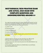 NCCT SURGICAL TECH PRACTICE EXAM  AND ACTUAL 2024 EXAM WITH  COMPLETE QUESTIONS AND  ANSWERS(VERIFIED) GRADED A+ 