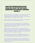 AANP FNP CERTIFICATION ACTUAL  EXAM 2023 AANP FNP TEST BANK  QUESTIONS AND CORRECT ANSWERS  RATED A+