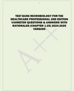 TEST BANK MICROBIOLOGY FOR THE HEALTHCARE PROFESSIONAL 2ND EDITION  VANMETER QUESTIONS & ANSWERS WITH  RATIONALES (CHAPTER 1-25) 2024-2025  VERSION