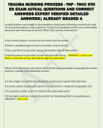 TRAUMA NURSING PROCESS - TNP - TNCC 9TH  ED EXAM ACTUAL QUESTIONS AND CORRECT  ANSWERS EXPERT VERIFIED DETAILED  ANSWERS| ALREADY GRADED A 