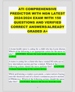 ATI COMPREHENSIVE  PREDICTOR WITH NGN LATEST  2024/2024 EXAM WITH 150  QUESTIONS AND VERIFIED  CORRECT ANSWERS/ALREADY  GRADED A+