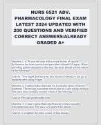 NURS 6521 ADV.  PHARMACOLOGY FINAL EXAM  LATEST 2024 UPDATED WITH  200 QUESTIONS AND VERIFIED  CORRECT ANSWERS/ALREADY  GRADED A+