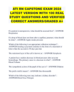 ATI RN CAPSTONE EXAM 2024  LATEST VERSION WITH 100 REAL  STUDY QUESTIONS AND VERIFIED  CORRECT ANSWERS/GRADED A+