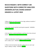 NCCCO RIGGER 1 WITH CORRECT 100 QUESTIONS WITH CORRECTRY ANALYZED ANSWERS (ACTUAL EXAM) ALREADY GRADED A+ LATEST 2024 