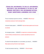 TEXAS CDL AIR BRAKES, TX CDL #3- AIR BRAKESSECTION 5, CDL AIR BRAKES 2/ TX CDL #3- AIR BRAKES- SECTION 5, CDL AIR BRAKES ACTUAL  EXAM QUESTIONS & ANSWERS 100% PASS