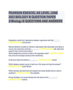 PEARSON EDEXCEL AS LEVEL JUNE 2023 BIOLOGY B QUESTION PAPER 2//Biology B QUESTIONS AND ANSWERS 