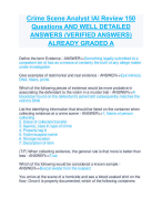 Crime Scene Analyst IAI Review 150  Questions AND WELL DETAILED  ANSWERS (VERIFIED ANSWERS)  ALREADY GRADED A