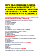NEW CRC COMPLETE ACTUAL 2024 EXAM QUESTIONS WITH CORRECT ANSWERS (VERIFIED ANSWERS) ALREADY GRADED BY EXPERTS WITH RATIONALE
