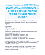 Lifespan Development MIDTERM EXAM  NEWEST ACTUAL EXAM 2024 WITH 150  QUESTIONS DETAILED ANSWERS  (VERIFIED ANSWERS) ALREADY  GRADED A