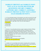 BARKLEY PRETEST and BARKLEY POST-TEST ACTUAL EXAMS 2024 WITH 300  QUESTIONS AND 100% CORRECT  ANSWERS (100% CORRECT ANSWERS)/  BARKLEY PRETEST & POST TEST LATEST  EXAM 2024(BRAND NEW!!)