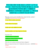 PSYCHIATRY EOR 2024 LATEST ACTUAL  EXAM 1 TEST BANK WITH 250 REAL EXAM  QUESTIONS WITH 100% CORRECT  VERIFIED ANSWERS GRADED A+/ PSYCH  EOR PAEA LATEST EXAM NEW!!