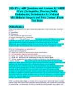 2024 First AID Questions and Answers fir NBDE  Exam (Orthopedics, Pharma, Pedia,  Endodontics, Periodontics & Oral and  Maxillofacial Surgery and Pain Control) Exam  Test Bank