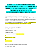 TRAFFIC SUPERVISOR EXAM LATEST  2024/2025 ACTUAL EXAM TEST BANK WITH  400 QUESTIONS AND CORRECT ANSWERS  GRADED A/ ACTUAL TRAFFIC  SUPERVISOR EXAM 2024 (BRAND NEW!!)