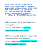 WGU D431 DIGITAL FORENSICS OBJECTIVE ASSESSMENT NEWEST 2024-2025 ACTUAL EXAM COMPLETE 200 QUESTIONS AND CORRECT DETAILED ANSWERS (VERIFIE ANSWERS) |ALREADY GRADED A+||BRAND NEW!!|100% guranteed