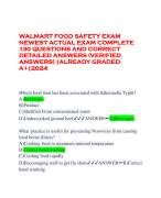 WALMART FOOD SAFETY EXAM NEWEST ACTUAL EXAM COMPLETE 130 QUESTIONS AND CORRECT DETAILED ANSWERS (VERIFIED ANSWERS) |ALREADY GRADED A+|2024