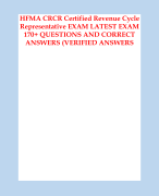 HFMA CRCR Certified Revenue Cycle Representative EXAM LATEST EXAM 170 questions and answers