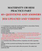 MATERNITY OB HESI PRACTICE PART 60+ QUESTIONS AND ANSWERS 2024