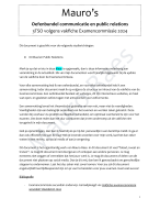 Samenvatting communicatie en public relations - 3TSO - Examencommissie 2024