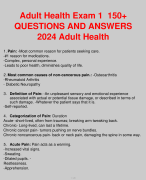 Adult Health Exam 1  150+ QUESTIONS AND ANSWERS 2024 Adult Health
