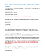 TEXAS PHYSICAL EDUCATION EC-12 EXAM QUESTION =S AND CORRECT  ANSWERS 