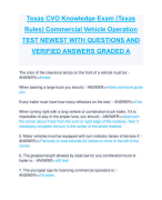 Texas CVO Knowledge Exam (Texas  Rules) Commercial Vehicle Operation TEST NEWEST WITH QUESTIONS AND  VERIFIED ANSWERS GRADED A