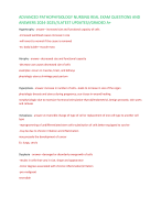 ADVANCED PATHOPHYSI0LOGY NURSING REAL EXAM QUESTIONS AND  ANSWERS 2024-2025//LATEST UPDATES//GRADED A+