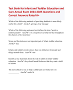 Test Bank for Infant and Toddler Education and  Care Actual Exam 2024 | Infant and Toddler education and Care Actual Exam 2024  ConfirmedQuizExam with Accurate Solutions  Aranking