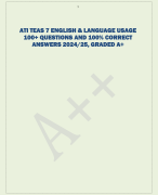 ATI TEAS 7 ENGLISH & LANGUAGE USAGE  100+ QUESTIONS AND 100% CORRECT  ANSWERS 2024/25, GRADED A+