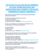 FLORIDA BAIL BOND STATE EXAM BUNDLE WITH DIFFERENT NEWEST ACTUAL VERSIONS LATEST UPDATE GRADED A