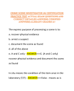 CRIME SCENE INVESTIGATOR IAI CERTIFICATION PRACTICE TEST ACTUAL EXAM QUESTIONS AND CORRECT DETAILED ANSWERS (VERIFIED ANSWERS) ALREADY GRADED A+