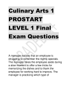 Culinary Arts 1  PROSTART  LEVEL 1 Final  Exam Questions