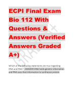 ECPI Final Exam  Bio 112 With  Questions &  Answers (Verified  Answers Graded  A+)